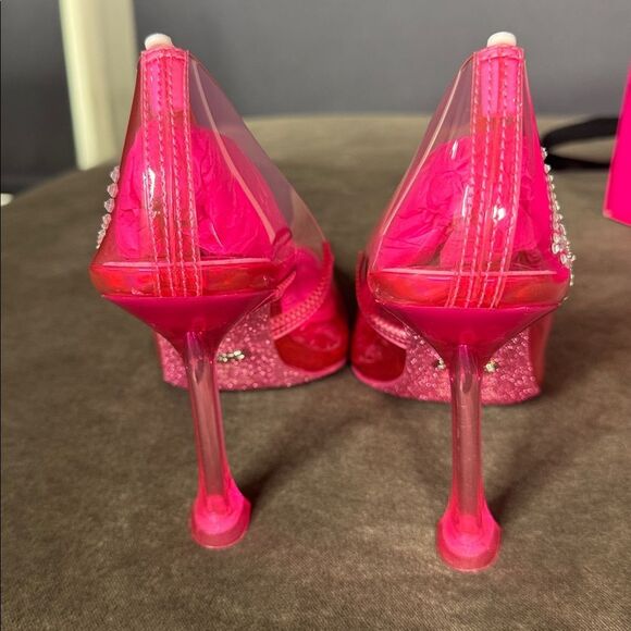 Barbie x ALDO Barbiestessy Collection Pink Translucent Pointed Toe Pumps 9 NEW - Picture 14 of 16